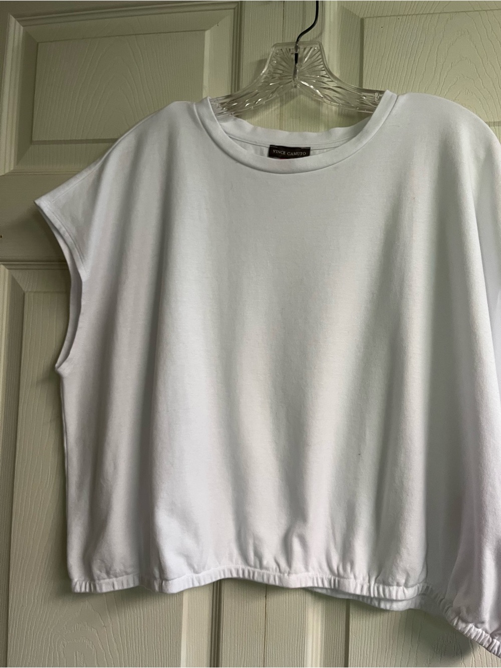 Vince Camuto Christ White Sleeveless Boxy Top with Ballon Type Waist XL